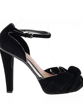 Badgley Mischka Black Suede Ankle-Strap Knot Toe High Heels